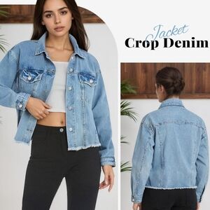Amazon Light Blue Crop Denim Jacket